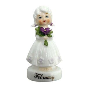 Vintage Kelvin's February Flower of the Month Birthday Girl Figurine 2.5”